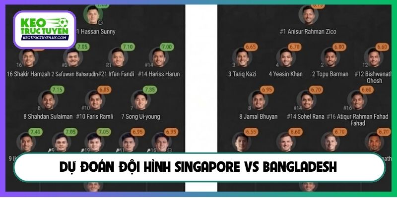 Dự đoán đội hình Singapore vs Bangladesh