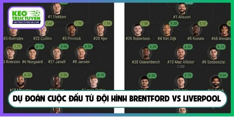 Dự đoán cuộc đấu từ đội hình Brentford vs Liverpool